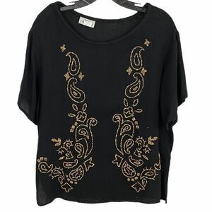 Black Flax Rayon beaded top petites by accent 8